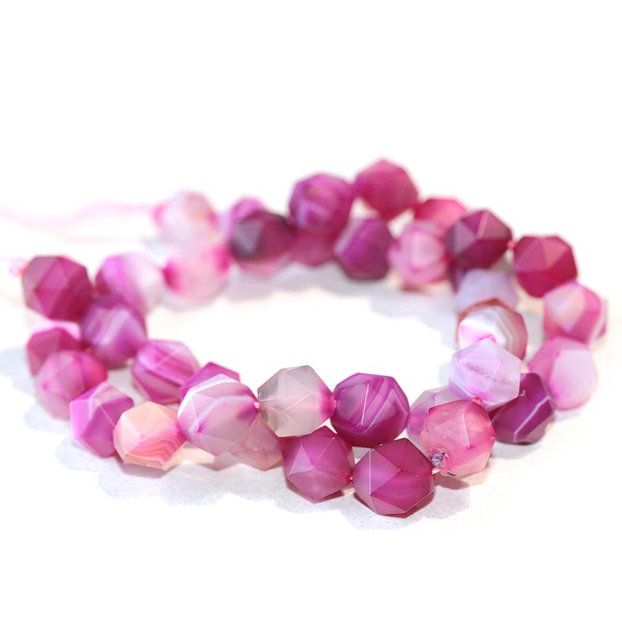 MATTE Pink Sardonyx (dyed) 10mm Star Cut Round 15-16 Inch