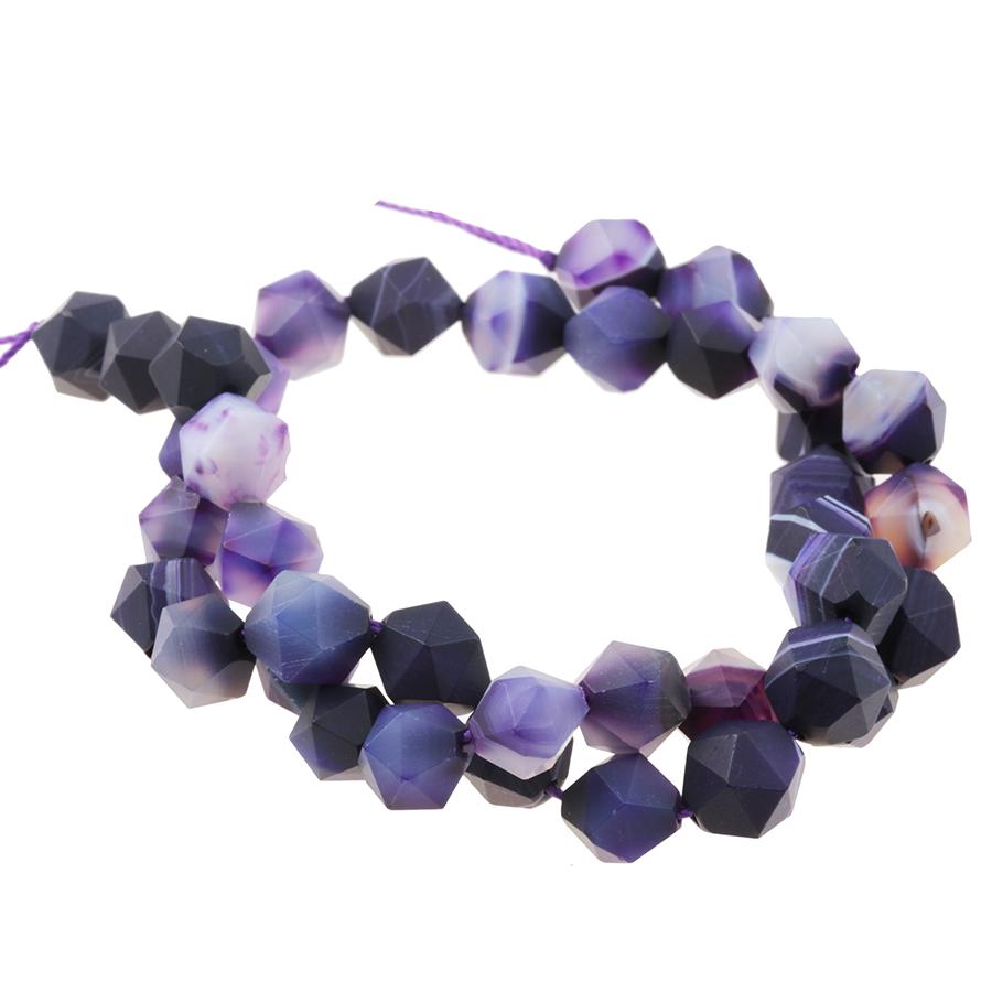 MATTE Purple Sardonyx (dyed) 10mm Star Cut Round 15-16 Inch