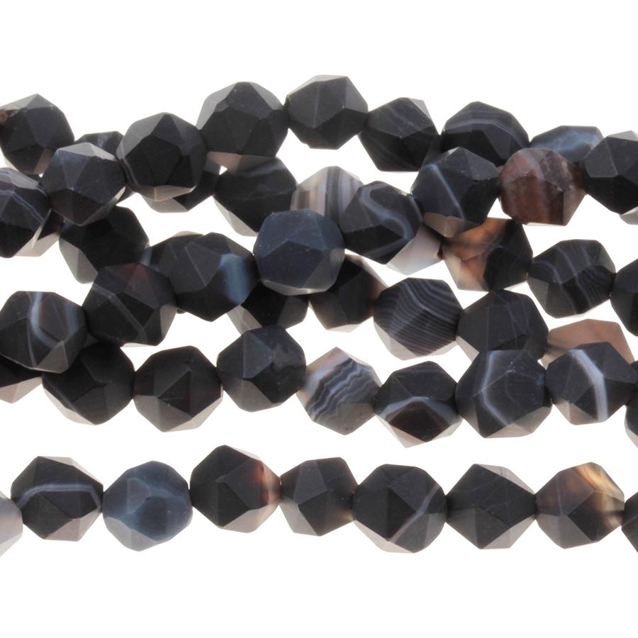 MATTE Sardonyx 6mm Star Cut Round 15-16 Inch