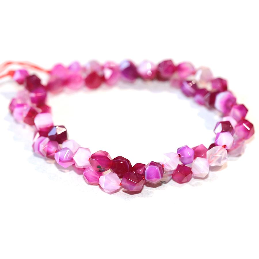 Pink Sardonyx (dyed) 6mm Star Cut Round 15-16 Inch