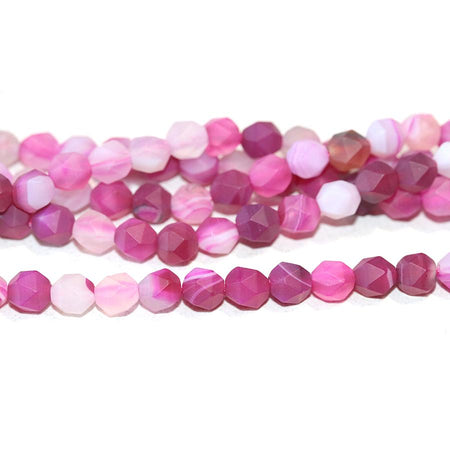 MATTE Pink Sardonyx (dyed) 6mm Star Cut Round 15-16 Inch