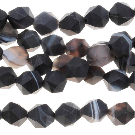 MATTE Sardonyx 8mm Star Cut Round 15-16 Inch