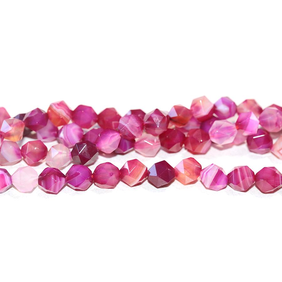 Pink Sardonyx (dyed) 8mm Star Cut Round 15-16 Inch