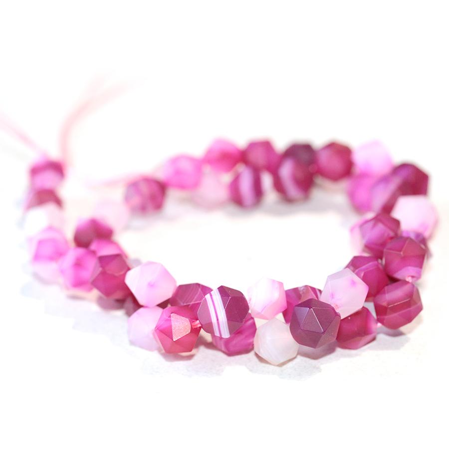 MATTE Pink Sardonyx (dyed) 8mm Star Cut Round 15-16 Inch