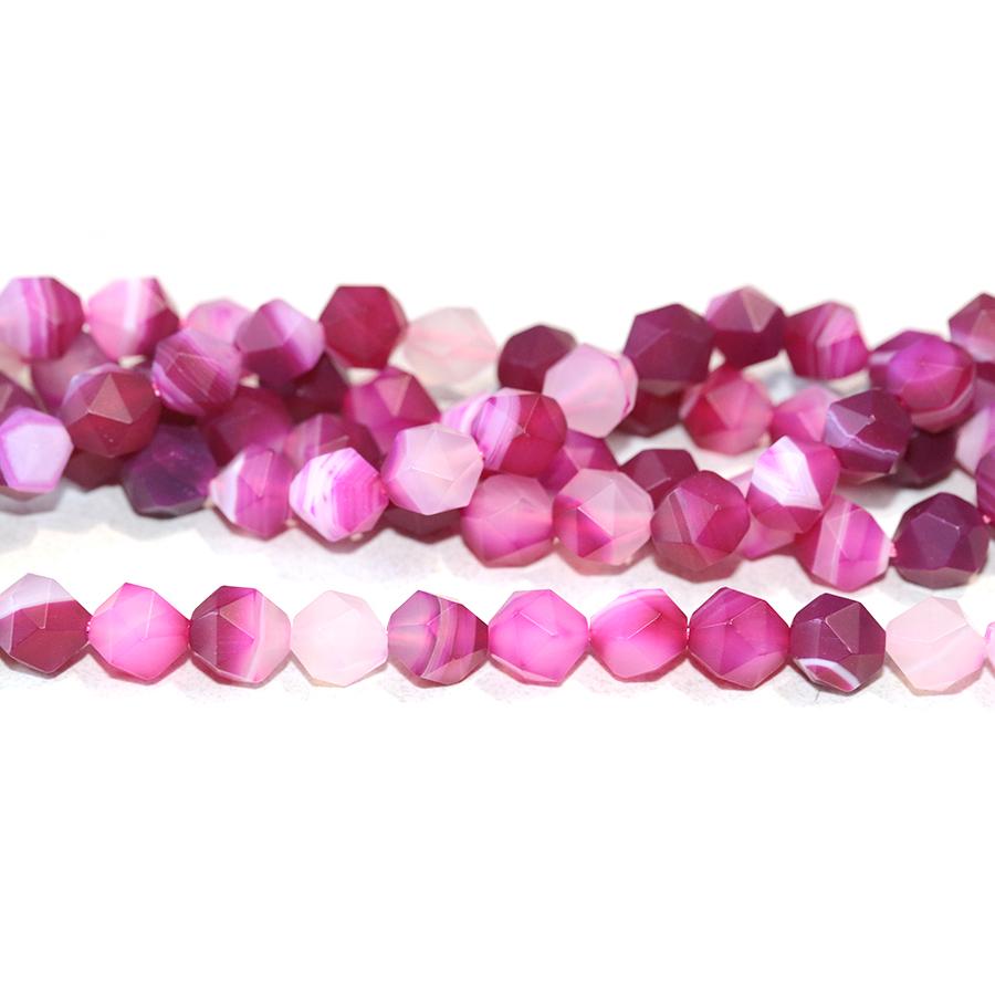 MATTE Pink Sardonyx (dyed) 8mm Star Cut Round 15-16 Inch