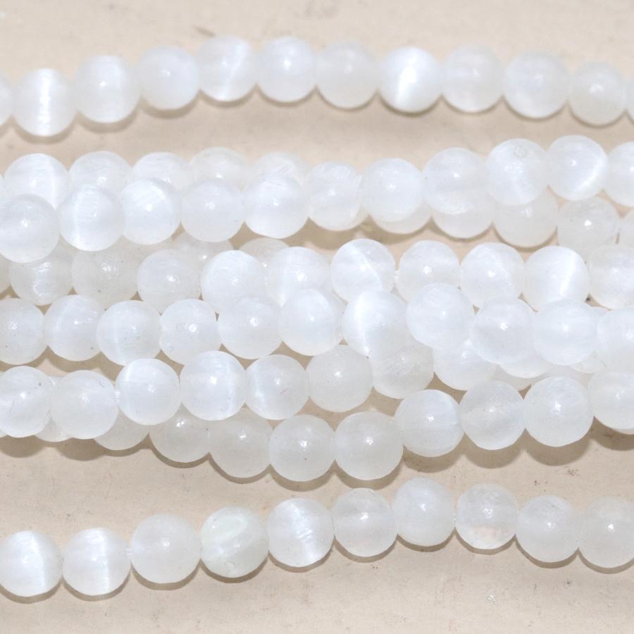 Selenite 4mm Round 15-16 Inch