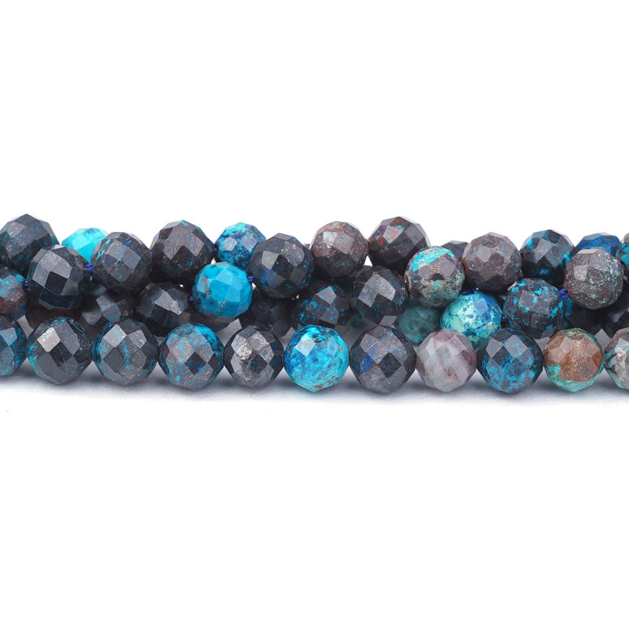 7mm Shattuckite Natural Faceted Round - 15-16 Inch - Goody Beads