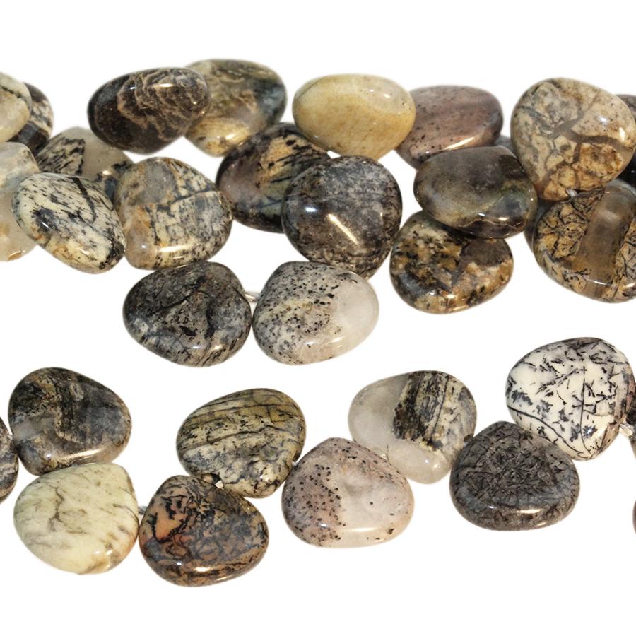 Silver Leaf Jasper 10x10mm Top Drilled Drop 8-Inch