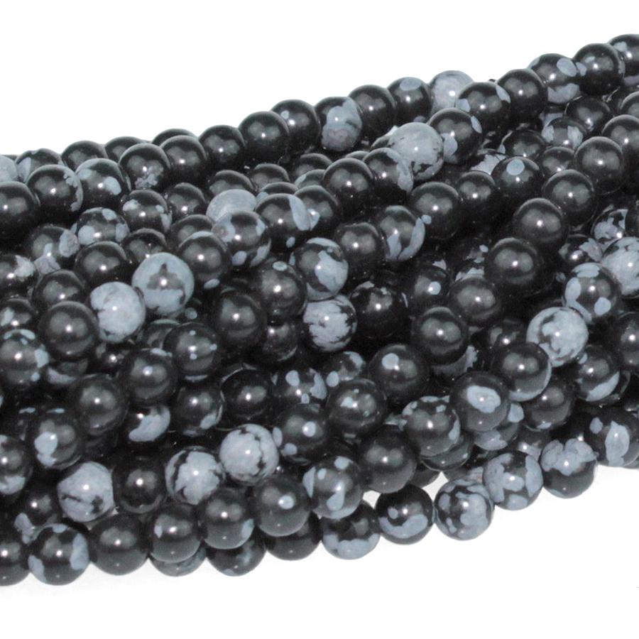 Snowflake Obsidian 4mm Round 8-Inch - Goody Beads