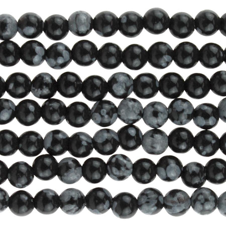 Snowflake Obsidian 4mm Round 8-Inch - Goody Beads