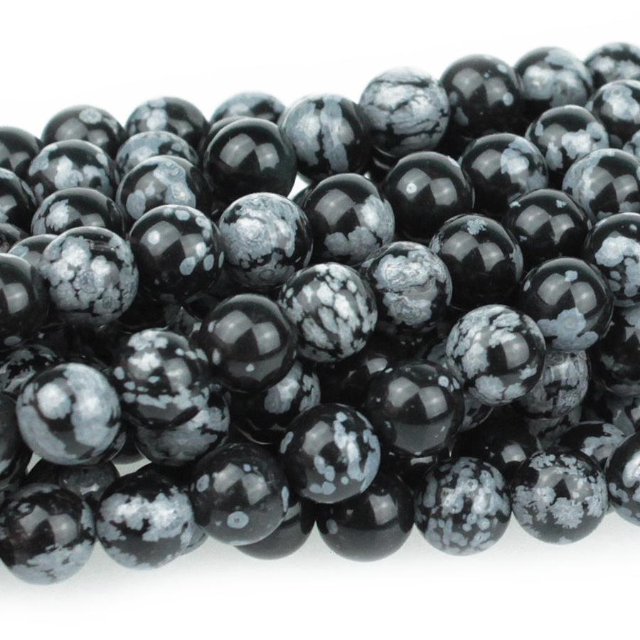 Snowflake Obsidian 8mm Round 8-Inch - Goody Beads