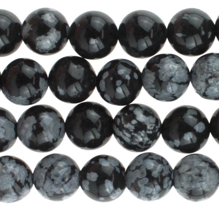 Snowflake Obsidian 8mm Round 8-Inch - Goody Beads