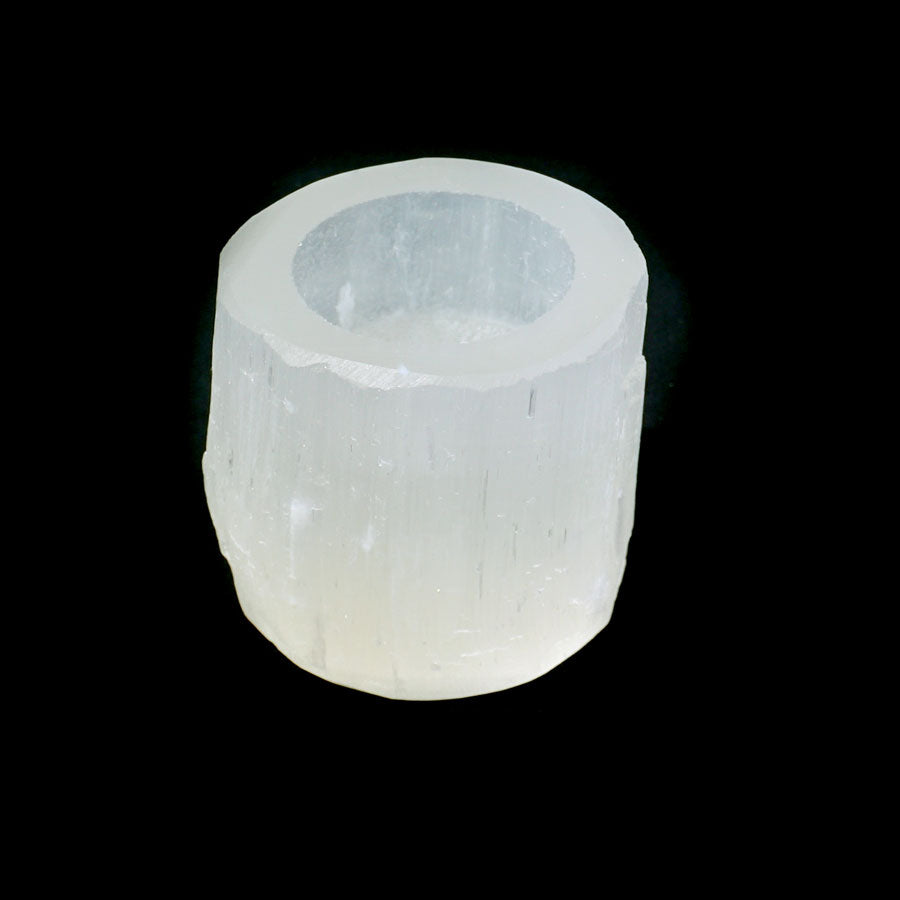 Selenite Candle Holder 2.3x2.3 Inches (350 grams) - DS ROCK SHOP - Goody Beads