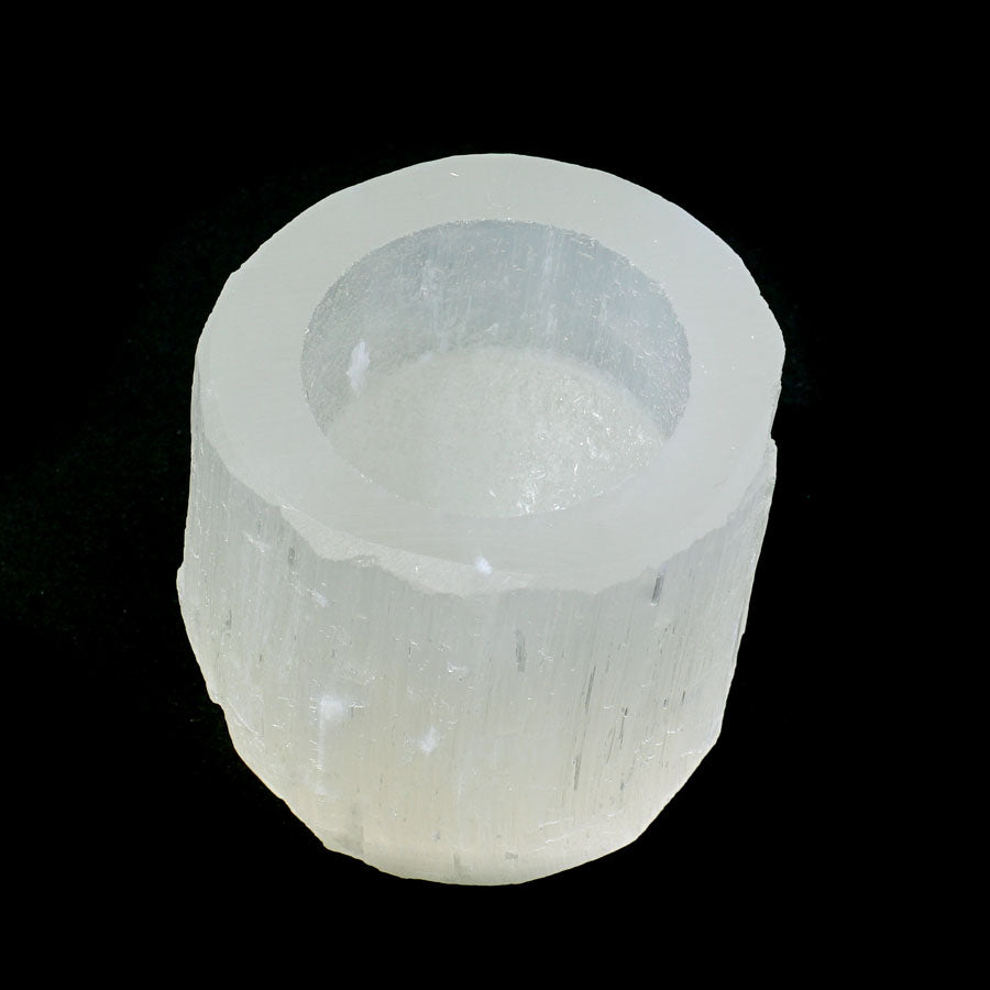 Selenite Candle Holder 2.3x2.3 Inches (350 grams) - DS ROCK SHOP - Goody Beads