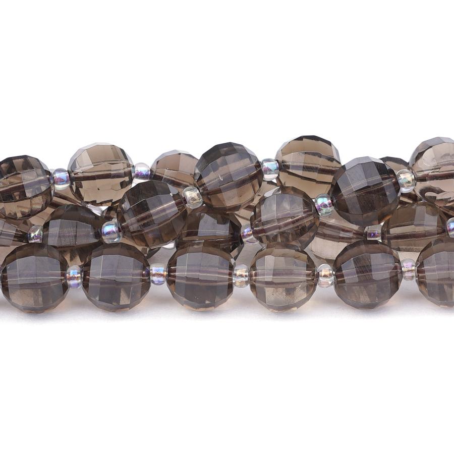 Smoky Quartz 10mm Round Step Cut - 15-16 Inch