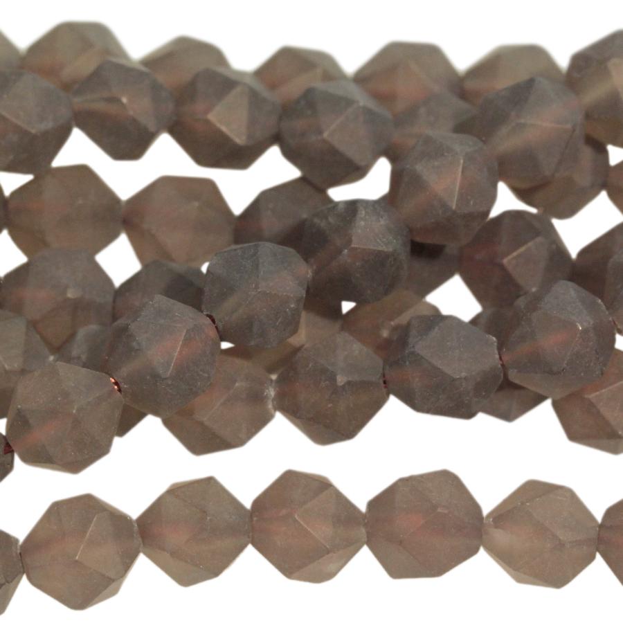 MATTE Smoky Quartz 6mm Star Cut Round 15-16 Inch