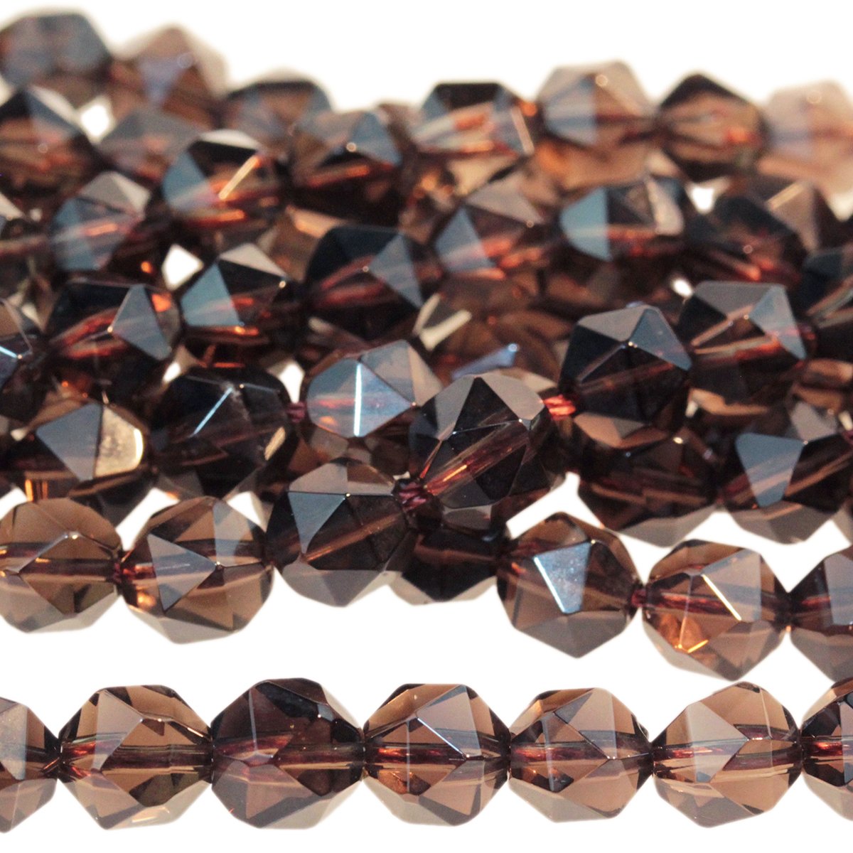 Smoky Quartz 6mm Star Cut Round 15-16 Inch