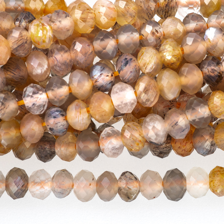 Sunstone Mixed 4mm Rondelle Faceted AA Grade - 15-16 Inch