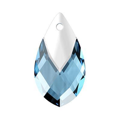 PRESTIGE 22mm Crystal Aquamarine Pear Shaped Pendant with Metallic Cap Style #6565 - Goody Beads