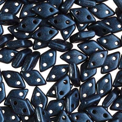 4x6mm Metallic Suede Dark Blue 2-Hole Diamond CzechMates Glass Beads - Goody Beads