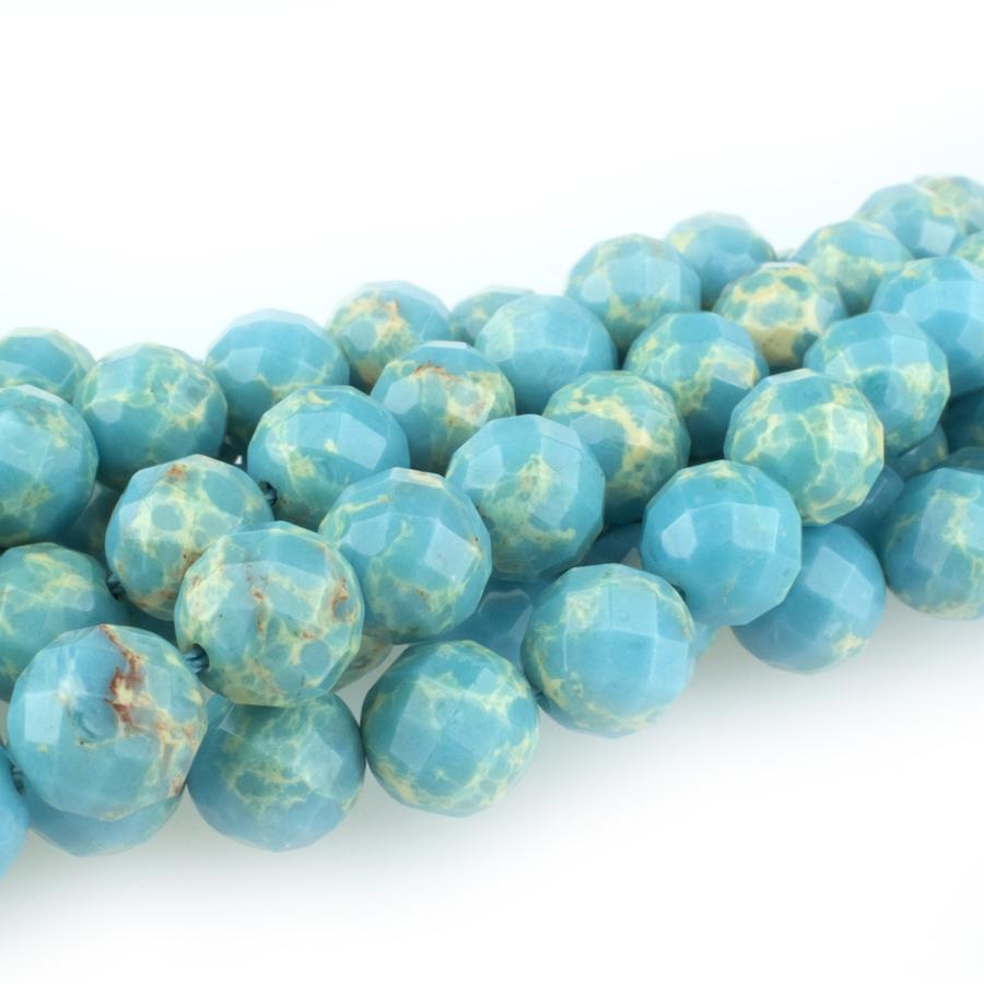 Turquoise-Blue Impression Jasper 10mm Faceted Round 15-16 Inch (Dyed)