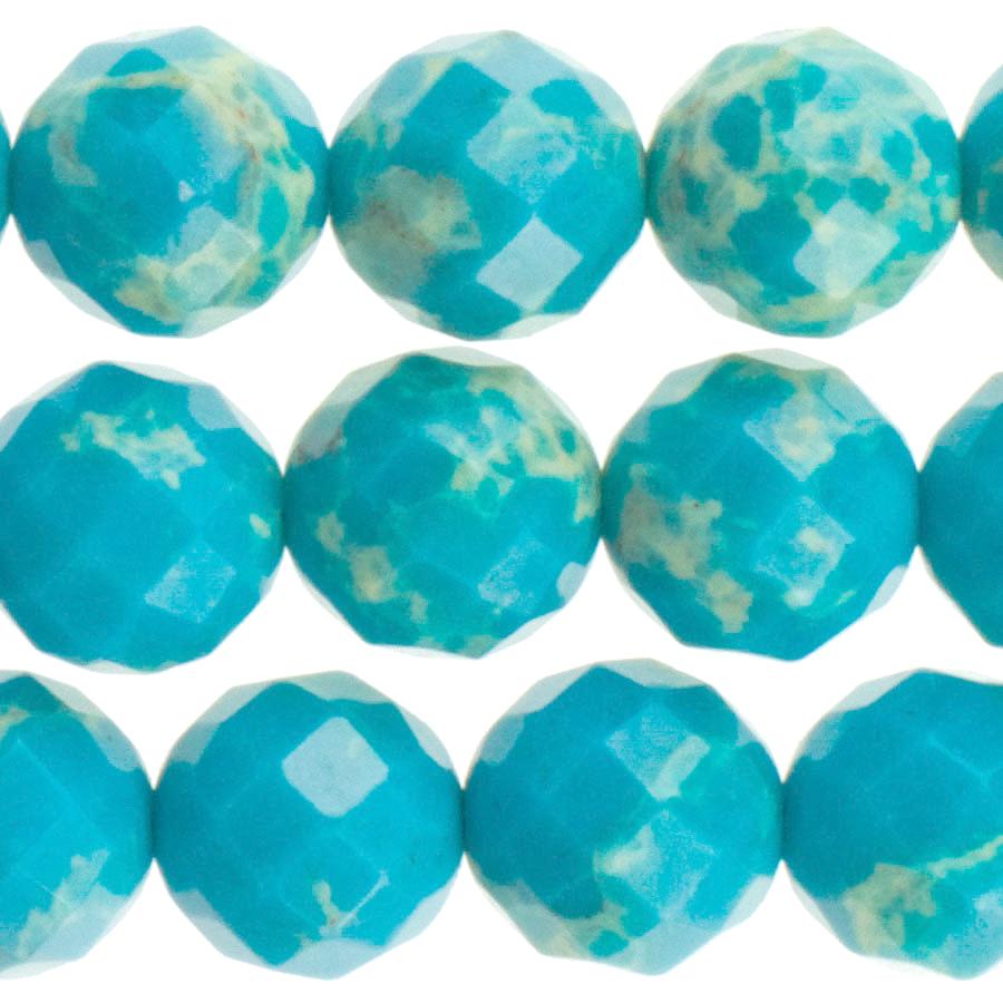 Turquoise-Blue Impression Jasper 10mm Faceted Round 15-16 Inch (Dyed)