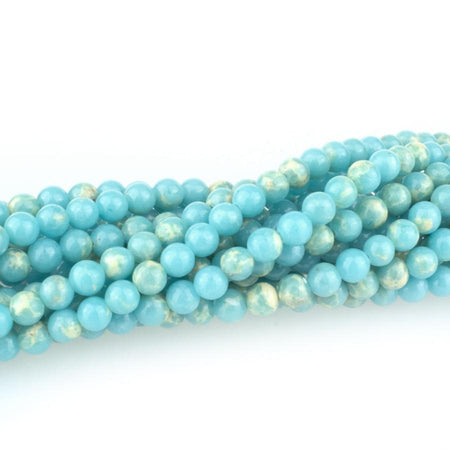 Turquoise-Blue Impression Jasper 4mm Round 15-16 Inch (Dyed)