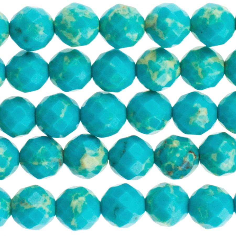 Turquoise-Blue Impression Jasper 6mm Faceted Round 15-16 Inch (Dyed)