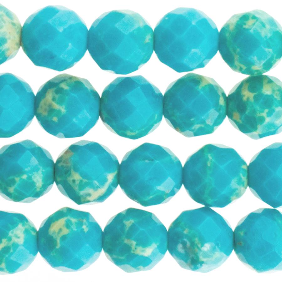 Turquoise-Blue Impression Jasper 8mm Faceted Round 15-16 Inch (Dyed)