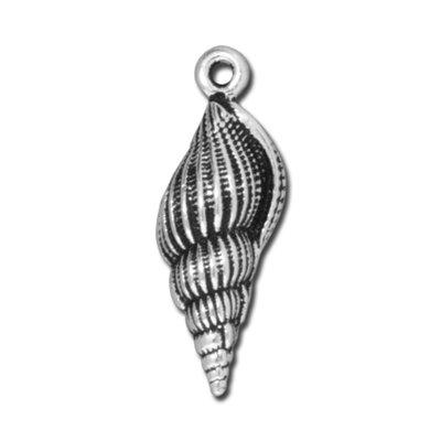 24mm Antique Silver Large Spindle Shell Charm by TierraCast - Goody Beads