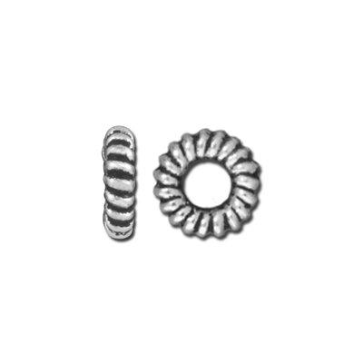 5mm Antique Silver Coiled Ring Bead by TierraCast - Goody Beads