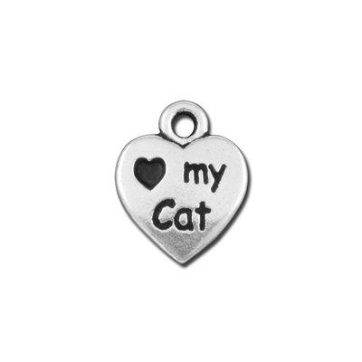 12mm Silver Love My Cat Pewter Charms by Tierracast - Goody Beads