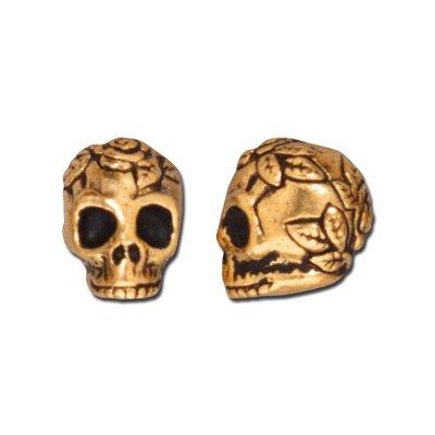 10mm Antique Gold Skull Bead by TierraCast - Vertical Hole - Goody Beads