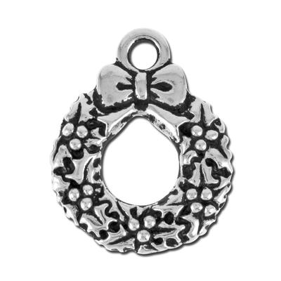 20mm Antique Silver Wreath Charm by TierraCast - Goody Beads