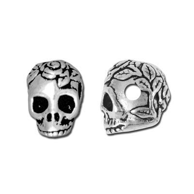 10mm Antique Silver Skull Bead by TierraCast - Horizontal Large Hole - Goody Beads