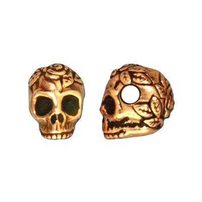 10mm Antique Gold Skull Bead by TierraCast - Horizontal Large Hole - Goody Beads