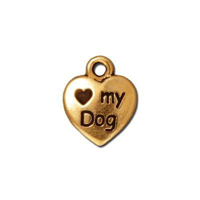 12mm Antique Gold Love My Dog Pewter Charms by Tierracast - Goody Beads