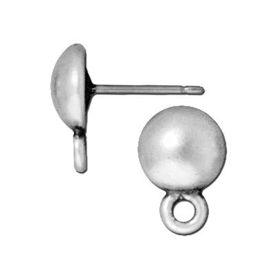 8mm Rhodium Round Dome Post Earrings by Tierracast - Goody Beads