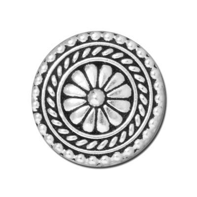 18mm Antique Silver Large Bali Button by TierraCast - Goody Beads