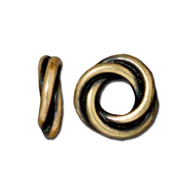 10mm Brass Oxide Twist Large Hole Spacer by TierraCast - Goody Beads