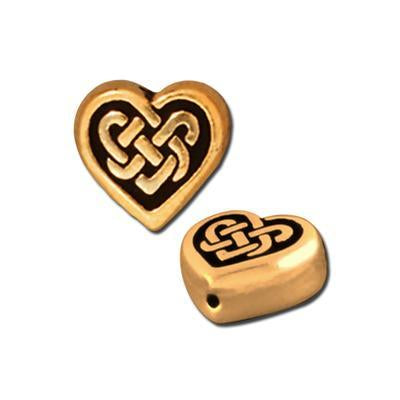 9mm Antique Gold Celtic Heart Bead by TierraCast - Goody Beads