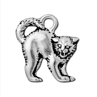 17mm Antique Silver Scary Cat Charm by TierraCast - Goody Beads