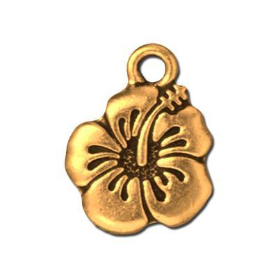 18mm Antique Gold Hibiscus Charm by TierraCast - Goody Beads