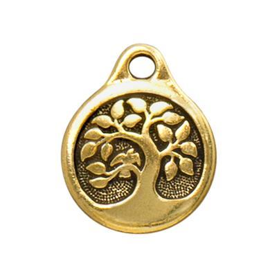 19.5mm Antique Gold Bird In A Tree Pewter Charm by TierraCast - Goody Beads