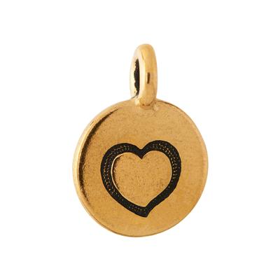 16.6mm Antique Gold Heart Pewter Charm by TierraCast - Goody Beads