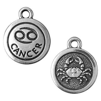 19mm Antique Silver Cancer Zodiac Charm by TierraCast - Goody Beads