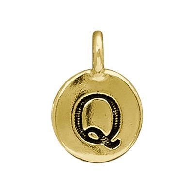 16.6mm Antique Gold Letter Q Alphabet Pewter Charm by TierraCast - Goody Beads