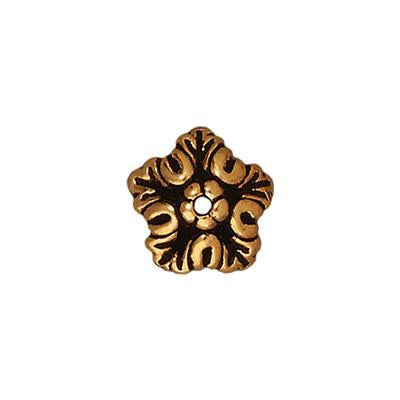 10mm Antique Gold Oak Leaf Bead Cap by TierraCast - Goody Beads