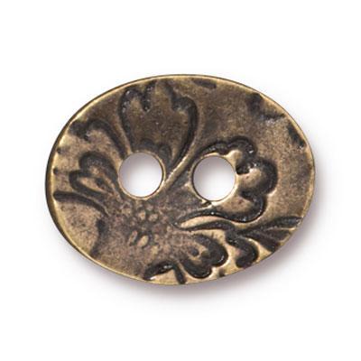 18mm Brass Oxide Jardin Button by TierraCast - Goody Beads