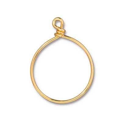 32mm Bright Gold Plated Brass Medium Wire Hoop by TierraCast - Goody Beads